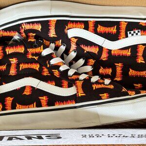 Vans x Thrasher Sk8-Hi Black Flame Print Sneakers Size 13 Men’s NIB Skate Shoes